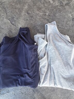 Women's Acting Pro Jersey Knit Gray & Navy Jumpsuit Set Size XL